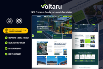 Voltaru - Solar & Green Renewable Energy Elementor Template Kit