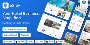 eStay - Hotel Booking & Management System with Flutter App, PWA Web & Laravel Admin