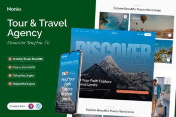 Monks - Tour & Travel Agency Elementor Template Kit