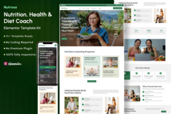 Nutrivox – Nutrition Coach & Dietitian Elementor Template Kit