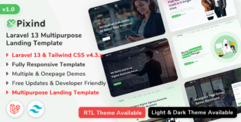 Pixind - Laravel 13 Responsive Landing Template