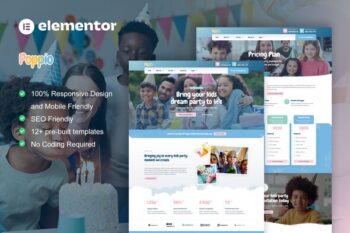 Poppio - Kids Party Planner Elementor Pro Template Kit