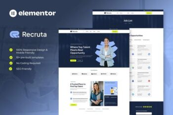 Recruta - Human Resources & Recruitment Agency Elementor Template Kit
