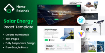 Renewable Solar Energy Service React Template - Home Rakshak