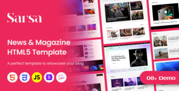 Sarsa - News & Magazine HTML Template