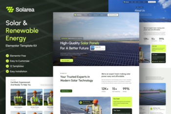 Solarea - Solar & Renewable Energy Elementor Template Kit