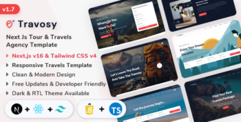 Travosy - Next.js Tour & Travels Agency Template (Next.js + React Js + Tailwind CSS v4)