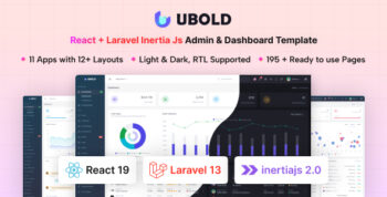 UBold - React + Laravel Inertia Js Admin Dashboard Template