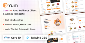 Yum - ASP.Net Core Client & Admin Food Template (Tailwind CSS)