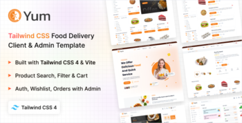 Yum - Tailwind CSS 4 Client & Admin Food Template