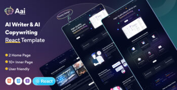 Aai – AI Content & Copywriting SaaS Landing Page React Template