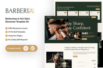 Barberix - Barbershop & Hair Salon Elementor Template Kit