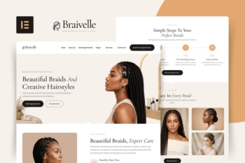 Braivelle - Braiding & Hairstyling Services Elementor Template Kit