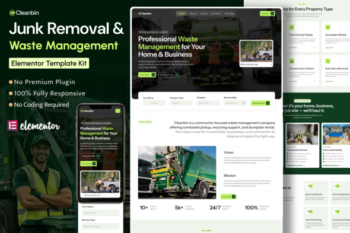 Cleanbin – Junk Removal & Waste Management Elementor Template Kit