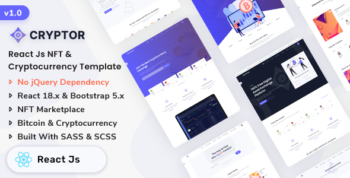 Cryptor - React Js NFT Marketplace & Cryptocurrency Landing Template