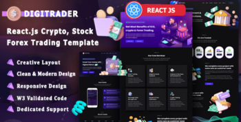 Digitrader - React.js Crypto, Stock and Forex Trading Business Template