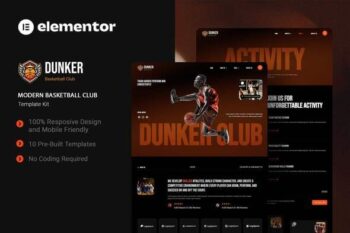 Dunker - Modern Basketball Club Elementor Template Kit