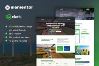 Elaris - Solar & Renewable Energy Elementor Pro Template Kit