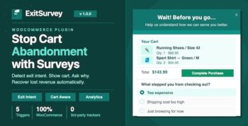 ExitSurvey – Smart Exit-Intent Survey & Cart Recovery for WooCommerce