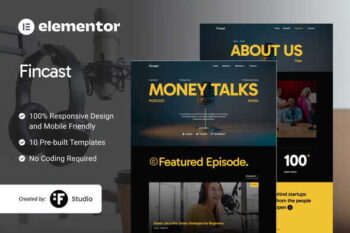 Fincast - Financial Business Podcast Elementor Template Kit