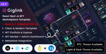 Giglink - Next.js NFT Marketplace Landing + Admin Dashboard Template (Javascript + Typescript)