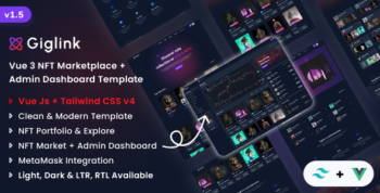 Giglink - Vue NFT Marketplace + Admin Dashboard Template