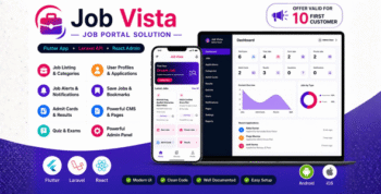 Job Vista | Flutter Job Portal App with Laravel API and React Admin Panel