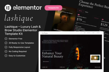 Lashique – Luxury Lash & Brow Studio Elementor Template Kit