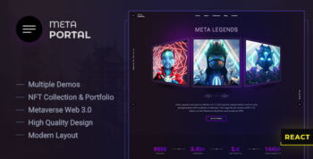 MetaPortal - NFT Portfolio and Landing Page React NextJS Template