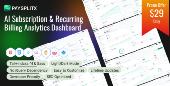 PaySplitX - AI Subscription & Recurring Billing Analytics Dashboard  HTML Template