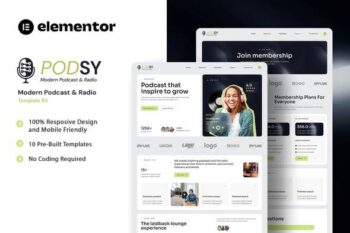 Podsy - Modern Podcast & Radio Elementor Template Kit