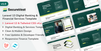 SecureVest - Laravel 13 Digital Banking & Financial Services Template