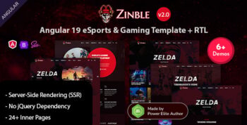 Zinble - Angular 19 eSports & Gaming Template with SSR