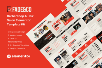 Fade&Co - Barbershop & Hair Salon Elementor Template Kit