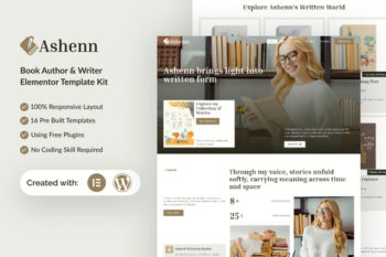 Ashenn - Book Author & Writer Elementor Template Kit