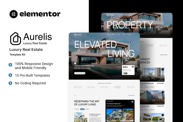 Aurelis - Luxury Real Estate Elementor Template Kit