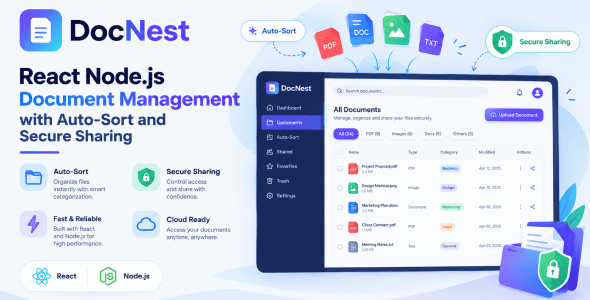 DocNest | React Node.js Document Management with Auto-Sort and Secure Sharing