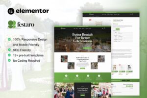 Festaro - Party & Event Equipment Rental Elementor Pro Template Kit