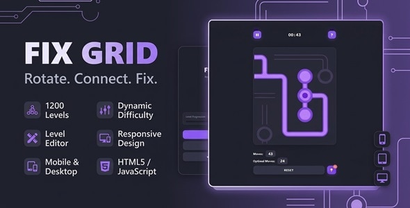 Fix Grid | HTML5 Rotate and Connect Logic Puzzle Game