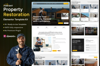 Fixright - Water Damage Fire & Mold Restoration Elementor Template Kit