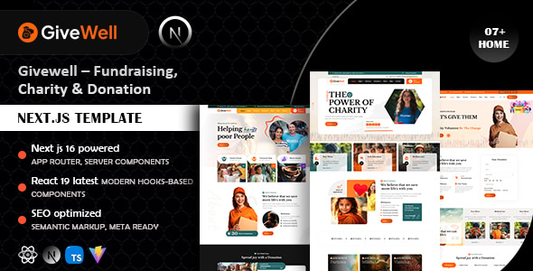 Givewell – Fundraising, Charity & Donation Next.js Template