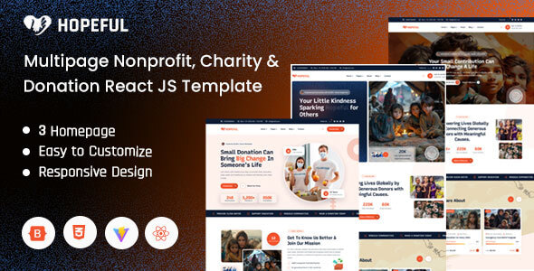 Hopeful - React Multipage Nonprofit Charity & Donation Template