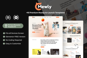 Mewly – Pet Care WordPress Elementor Template Kit