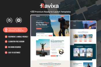Ravixa – Tour & Travel Agency WordPress Elementor Template Kit