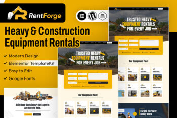 RentForge - Heavy & Construction Equipment Rental Elementor Template Kit