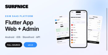 Surfnice | eSIM SaaS Flutter App With Web Storefront and Admin Panel