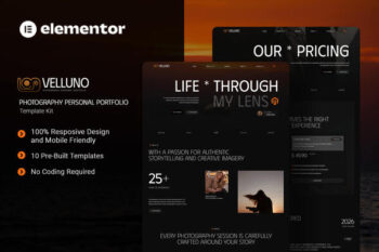 Velluno - Photography Personal Portfolio Elementor Template Kit