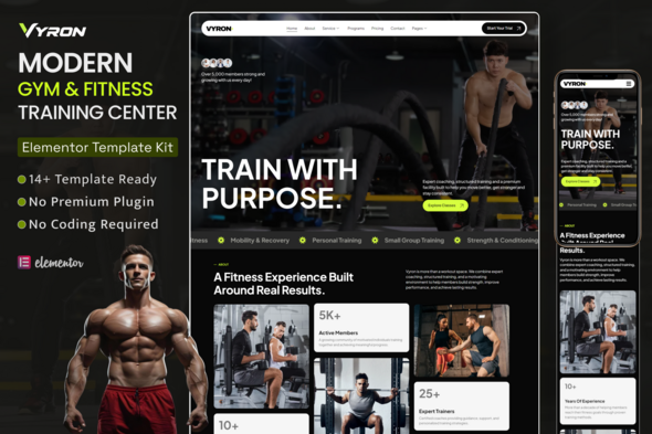 Vyron - Modern Gym & Fitness Center Elementor Template Kit