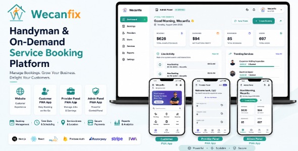 WeCanFix | Handyman Service Booking and On-Demand Marketplace (Next.js + MySQL)