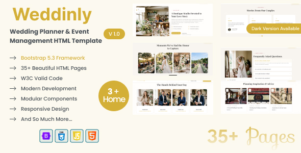 Weddinly - Wedding Planner & Event Management HTML Template